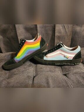 Vans Old Skool Pride Rainbow Pastel Skate Shoes Black Sole Men’s 6.5 XP